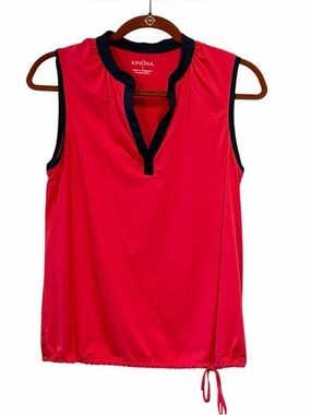 Kinona Red Sleeveless Golf Top with Black Trim SMALL